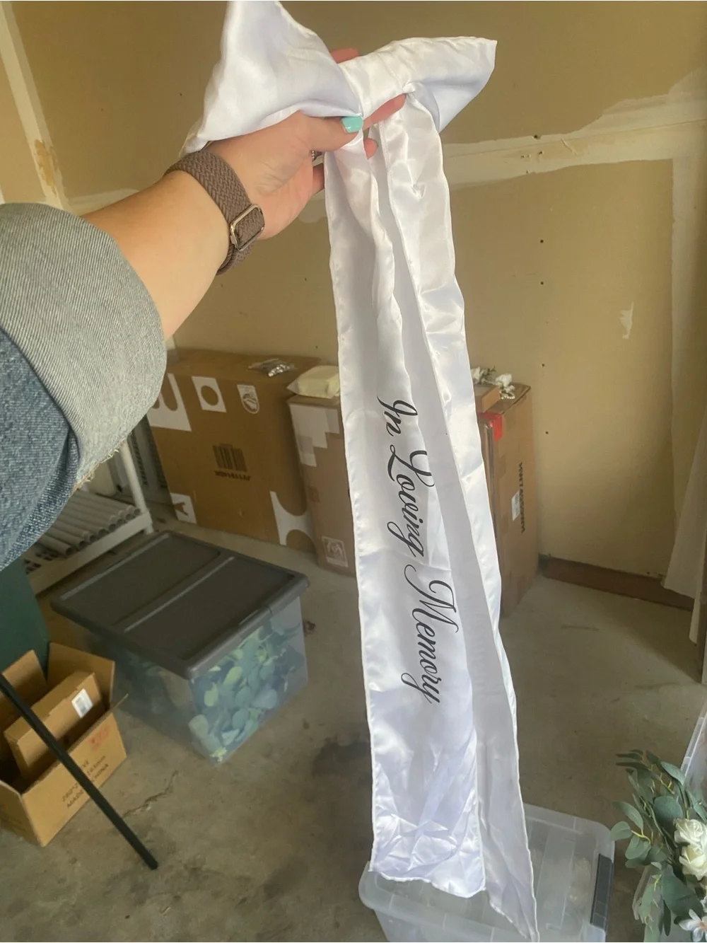 White Satin Memorial Sash - In Loving Memory for wedding